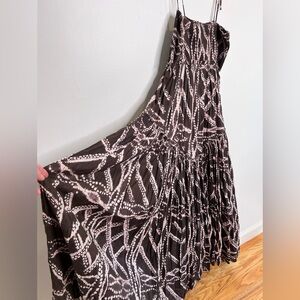 AllSAINTS Maxi Dress, Brown Cotton Tiered, Hand Embellished, Size 6